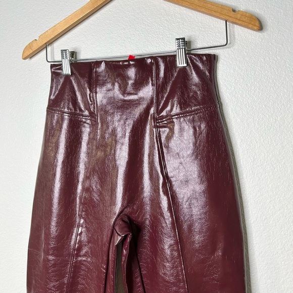 SPANX Faux Patent Leather Leggings in Ruby - Picture 3 of 6